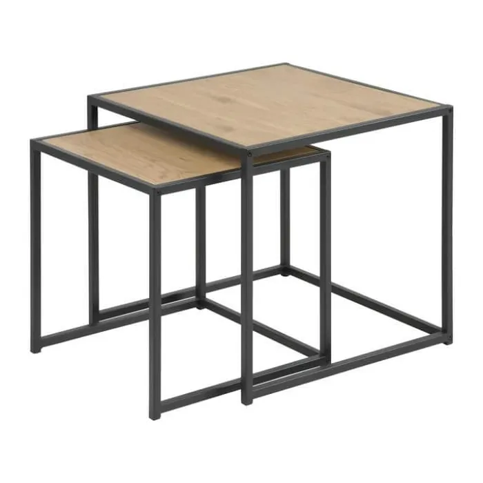 CASA Living Seaford Indskudsbord H 45 x B 50 x L 50 cm - Egetræ/stål - Vild eg