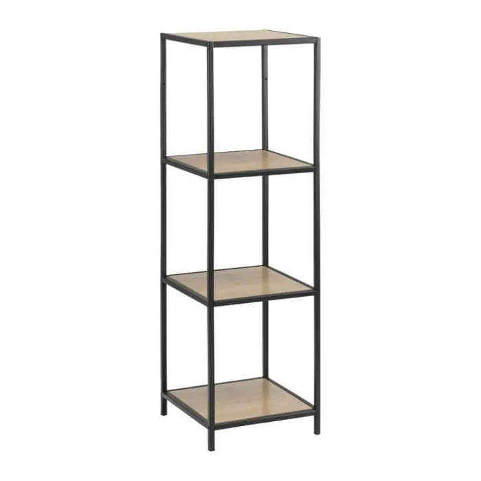CASA Living Seaford Reol H 119,5 x B 35 x D 37 cm - Metal/papir - Klar/sort