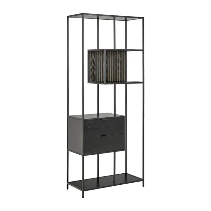 CASA Living Seaford Reol H 185 x B 77 x D 35 cm - Melamin - Sort