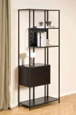 CASA Living Seaford Reol H 185 x B 77 x D 35 cm - Melamin - Sort