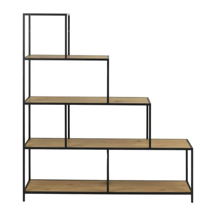 CASA Living Seaford Reol H 150 x B 35 x L 135 cm - Stål/egetræ - Natur