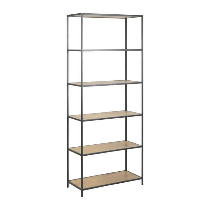 CASA Living Seaford Reol H 185 x B 77 x L 35 cm - Melamin/metal - Natur/sort