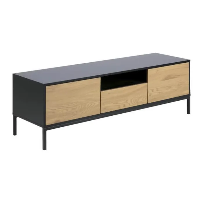 CASA Living Seaford TV-bord H 45 x B 140 x D 40 cm - Mdf/metal - Natur/sort