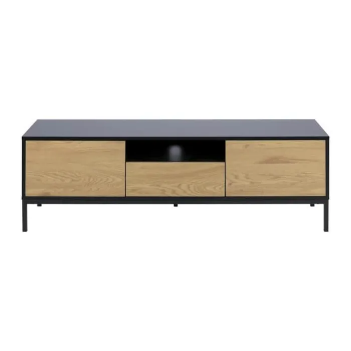 CASA Living Seaford TV-bord H 45 x B 140 x D 40 cm - Mdf/metal - Natur/sort
