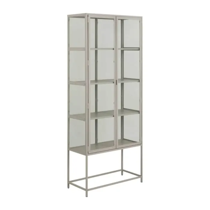 CASA Living Seaford Vitrineskab H 185,6 x B 77 x D 35 cm - Melamin - Grå