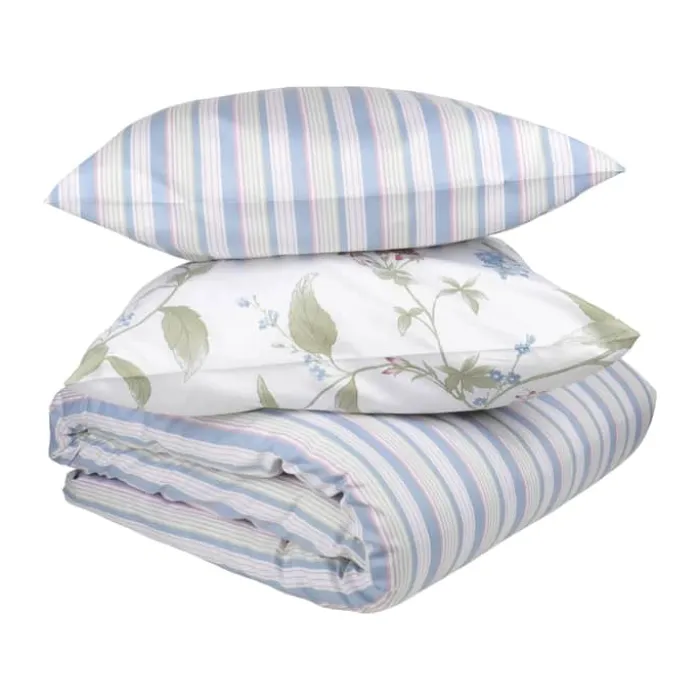 CASA Living Sengetøj B 140 x L 220 cm - Bomuld - Blå/rosa/grøn