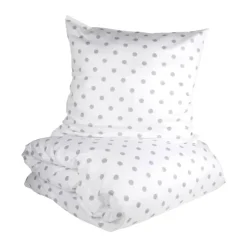 CASA Living Sengetøj B 140 x L 220 cm - Økologisk bomuld - Hvid/grå