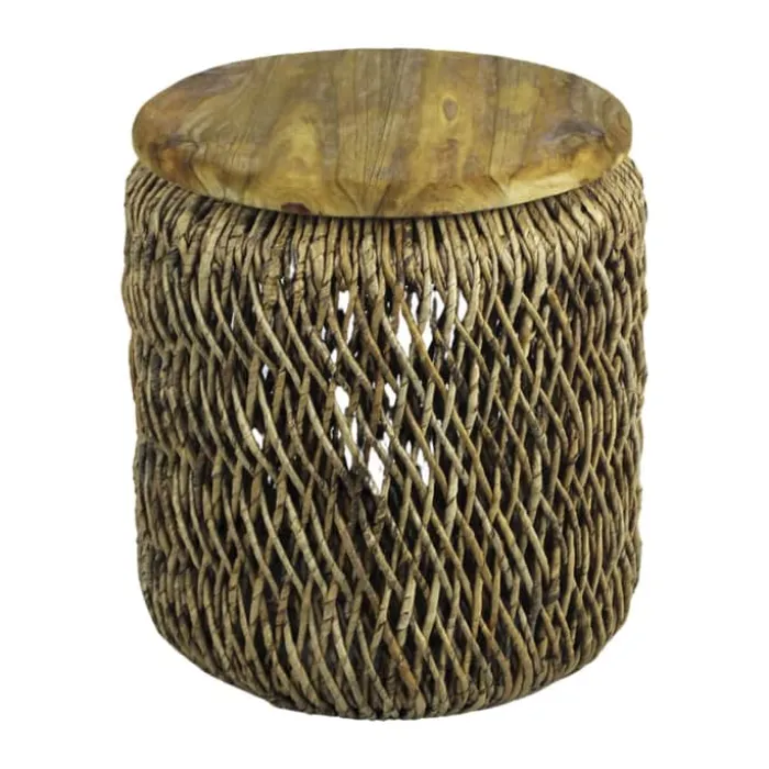 CASA Living Sidebord Ø 45 x H 49 cm - Abaca/Teaktræ