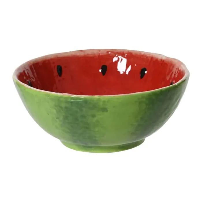 CASA Living Skål Ø 15 x H 6 cm - Dolomit - Grøn/rød