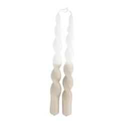 CASA Living Snoede Stagelys - 2 stk. Ø 2,2 x H 25 cm - Stearin - Brun/hvid
