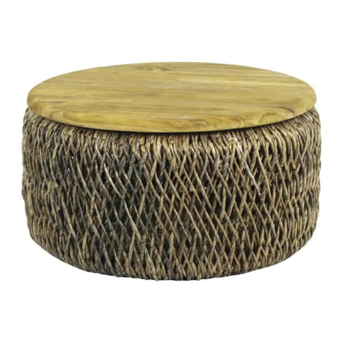 CASA Living Sofabord Ø 70 x H 37 cm - Abaca/Teaktræ