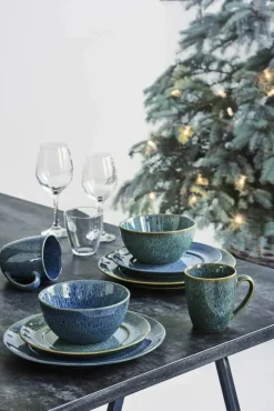 CASA Living Sofia Frokosttallerken Ø 22 cm - Stentøj - Blå reaktionsglasur