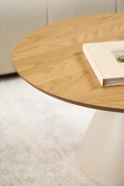 CASA Living Soli Sofabord Ø 85 x H 40 cm - Egefiner/stål - Natur/grå