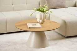 CASA Living Soli Sofabord Ø 85 x H 40 cm - Egefiner/stål - Natur/grå