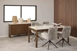 CASA Living Southampton Spisebord H 75 x B 180 x L 90 cm - Keramik/egetræsfinér - Beige