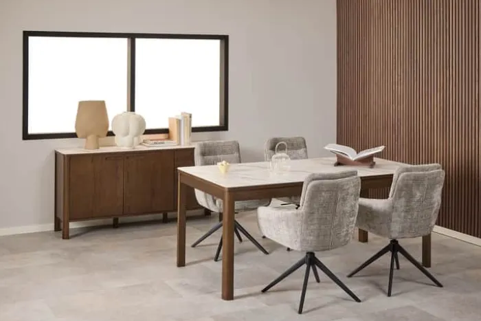 CASA Living Southampton Spisebord H 75 x B 180 x L 90 cm - Keramik/egetræsfinér - Beige