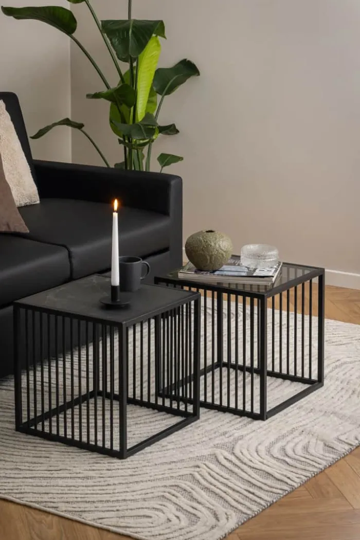 CASA Living Strington Hjørnebord H 40 x B 40 x L 40 cm - Melamin/stål - Sort