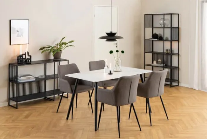 CASA Living Strington Reol H 83 x B 120x 35 cm - Melamin/stål - Mat sort