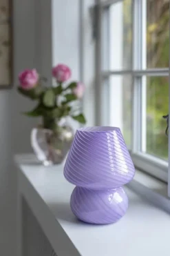 CASA Living Swirl Lampe Ø 15 x H 19 cm - Glas - Lyselilla