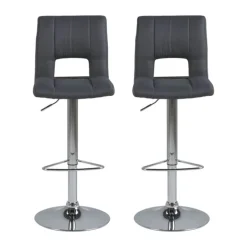CASA Living Sylvia Barstol - 2 stk H 115 x B 41,5 x D 52 cm - Metal/stof - Mørkegrå/krom