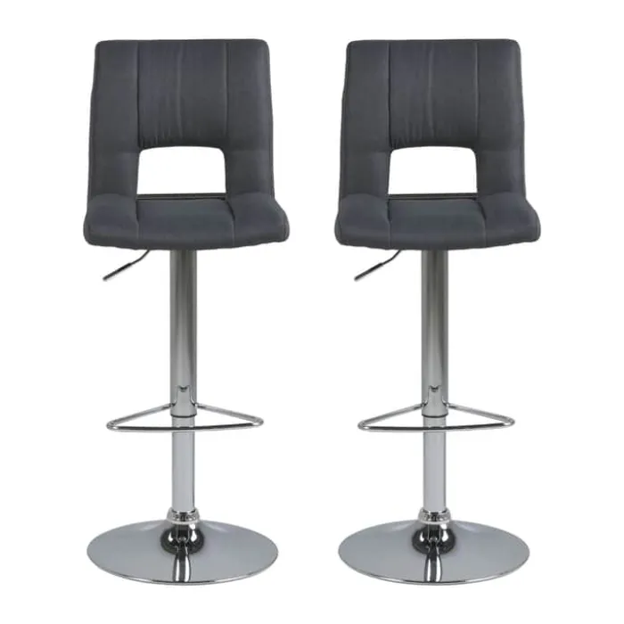 CASA Living Sylvia Barstol - 2 stk H 115 x B 41,5 x D 52 cm - Metal/stof - Mørkegrå/krom