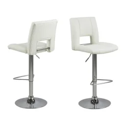 CASA Living Sylvia Barstol - 2 stk. H 115 x B 41,5 x L 52 cm - Metal/imiteret læder - Hvid