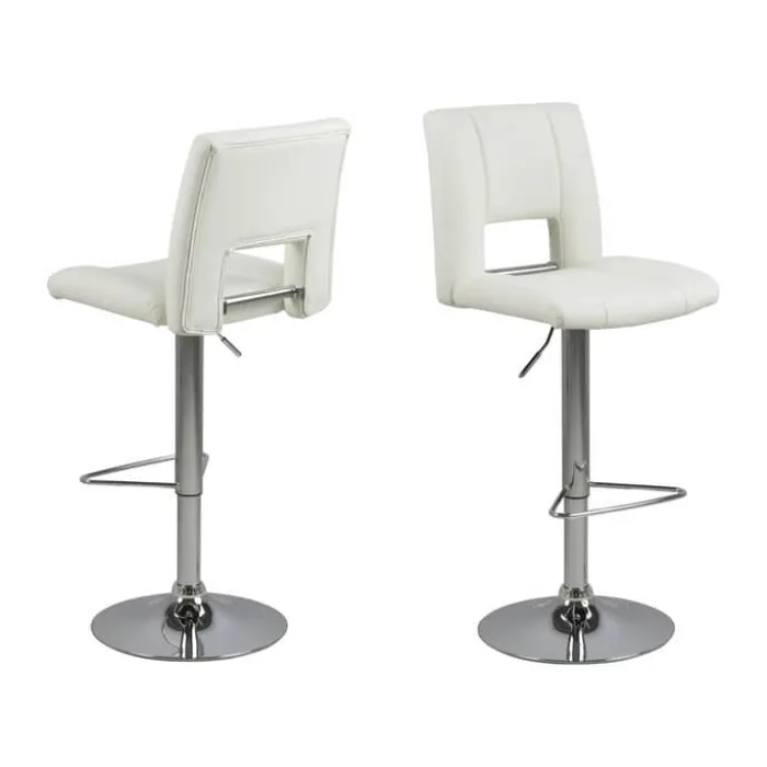 CASA Living Sylvia Barstol - 2 stk. H 115 x B 41,5 x L 52 cm - Metal/imiteret læder - Hvid