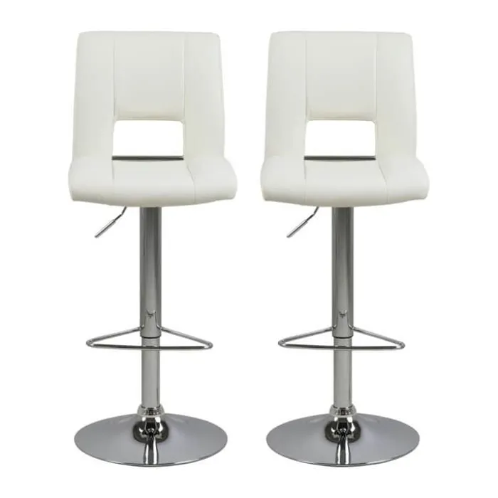 CASA Living Sylvia Barstol - 2 stk. H 115 x B 41,5 x L 52 cm - Metal/imiteret læder - Hvid