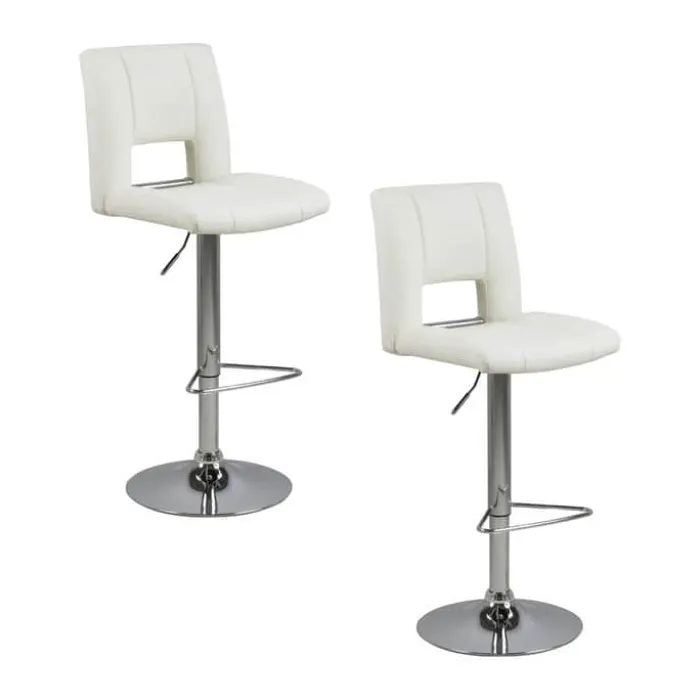 CASA Living Sylvia Barstol - 2 stk. H 115 x B 41,5 x L 52 cm - Metal/imiteret læder - Hvid