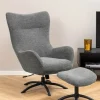 CASA Living Talgarth Lænestol m. Skammel H 105 x B 76 x L 86 cm - Stof/stål - Antracit