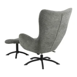 CASA Living Talgarth Lænestol m. Skammel H 105 x B 76 x L 86 cm - Stof/stål - Antracit