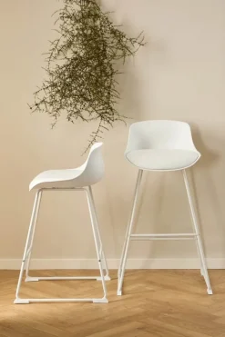 CASA Living Tina Barstol - 2 stk H 94 x B 43 x D 49 cm - Metal/PU-læder - Hvid