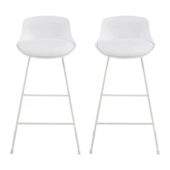 CASA Living Tina Barstol - 2 stk H 94 x B 43 x D 49 cm - Metal/PU-læder - Hvid