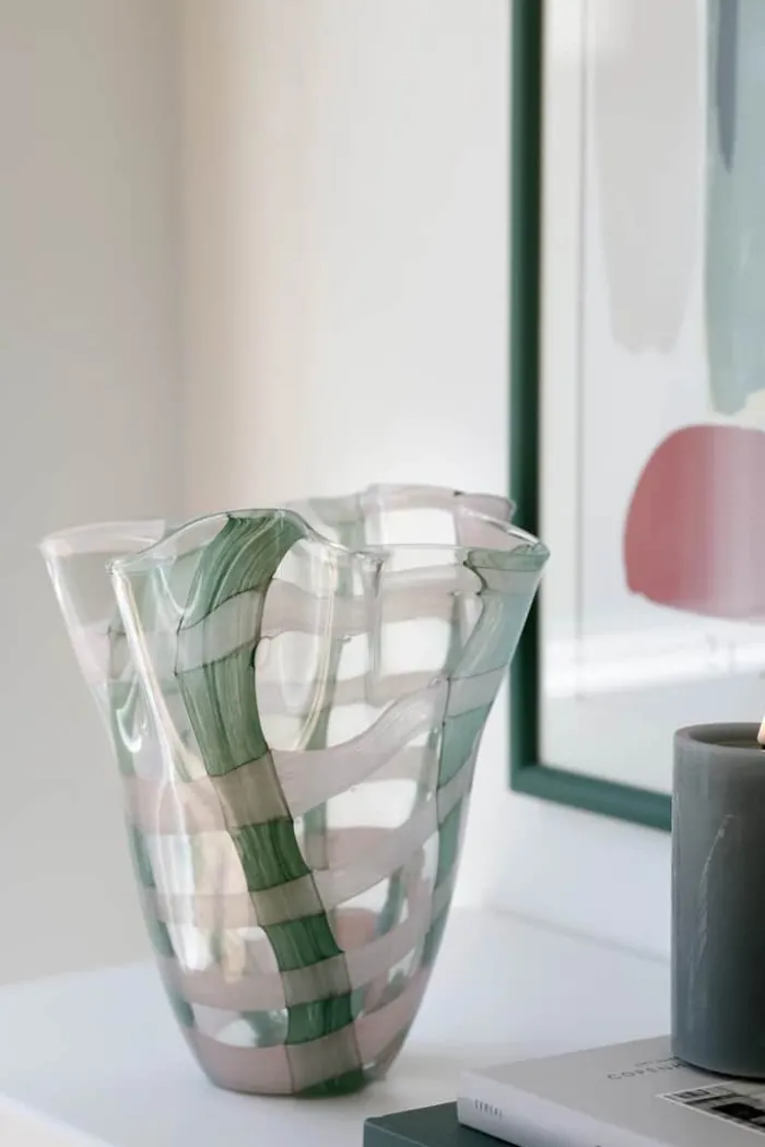 CASA Living Vase H 24 cm - Glas - Grøn/rosa