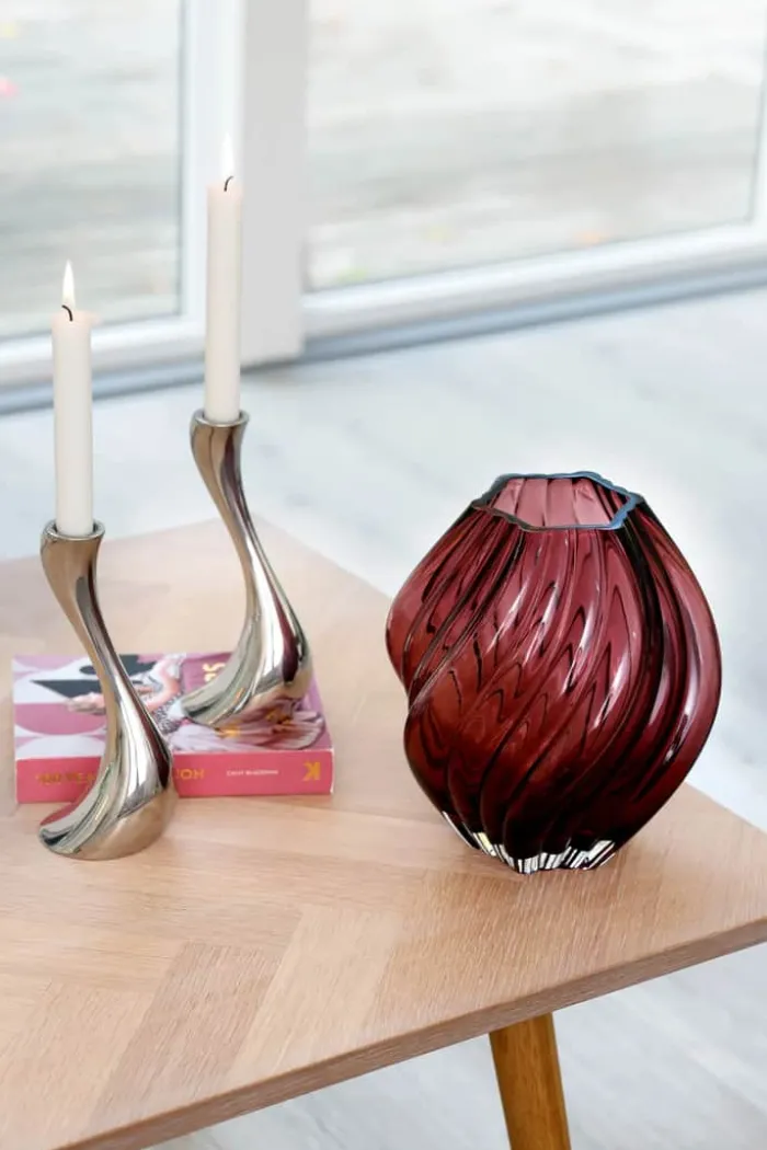 CASA Living Vase H 22,5 cm - Glas - Lys bordeaux/opal