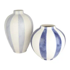 CASA Living Vase H 33 cm - Stentøj - Hvid/lyseblå