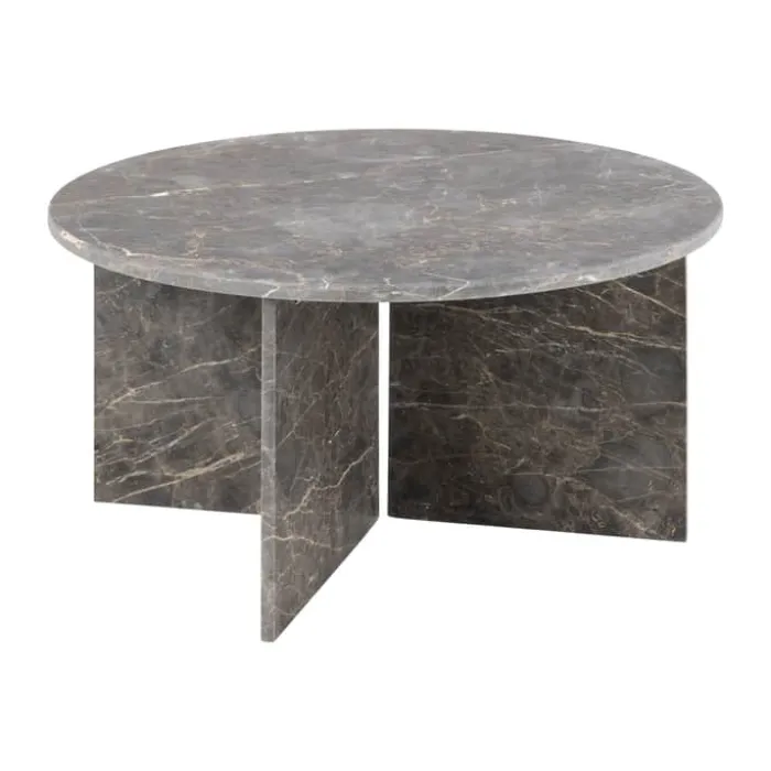 CASA Living Vega Sofabord Ø 90 x H 42 cm - Marmor - Mat brun