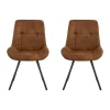 CASA Living Waylor Spisebordsstol - 2 stk. H 88 x B 54 x D 58,5 cm - Metal/stof - Camel/sort