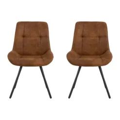 CASA Living Waylor Spisebordsstol - 2 stk. H 88 x B 54 x D 58,5 cm - Metal/stof - Camel/sort