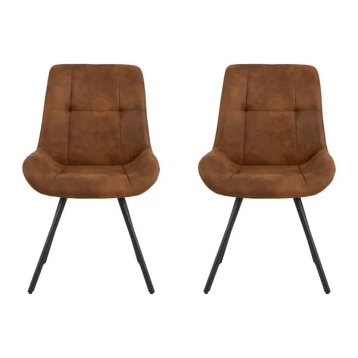 CASA Living Waylor Spisebordsstol - 2 stk. H 88 x B 54 x D 58,5 cm - Metal/stof - Camel/sort