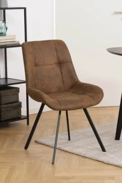 CASA Living Waylor Spisebordsstol - 2 stk. H 88 x B 54 x D 58,5 cm - Metal/stof - Camel/sort