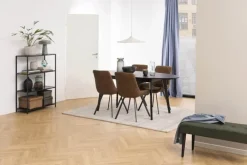 CASA Living Waylor Spisebordsstol - 2 stk. H 88 x B 54 x D 58,5 cm - Metal/stof - Camel/sort
