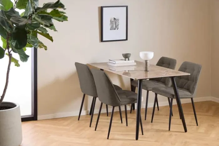 CASA Living Wicklow Spisebord H 75 x B 140 x L 80 cm - Keramik/stål - Brun Aberta/mat sort