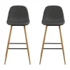 CASA Living Wilma Barstol - 2 stk. H 101 x B 46,6 x D 51 cm - Metal/stof/træ - Mørkegrå/eg