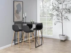 CASA Living Wilma Barstol - 2 stk. H 101 x B 46,6 x D 51 cm - Metal/stof/træ - Mørkegrå/eg