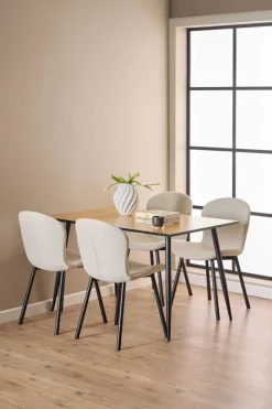 CASA Living Wilma Spisebordssæt - 5 dele Stål/egetræ - Natur/beige