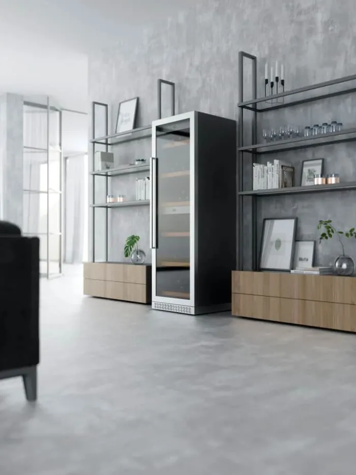 Caso WineChef Pro Vinkøleskab H 163 x B 59,5 x L 69 cm - 126 flasker - Sølvfarvet