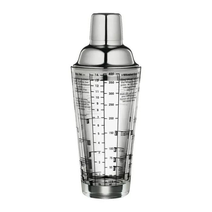 Cilio Cocktailshaker m. opskrifter 400 ml - Glas/rustfrit stål - Klar