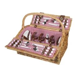 Cilio Rivoli Picnickurv - 4 personer H 41 x B 31 x L 46 cm - Pileflet - Brun/Rød