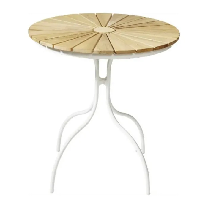 cinas Ellen Cafebord Ø 80 cm - Teaktræ/aluminum - Hvid